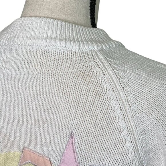 Vintage Jantzen Flamingo Palm Tree Sweater L – 80s Retro Pastel Summer Knit - Picture 10 of 10